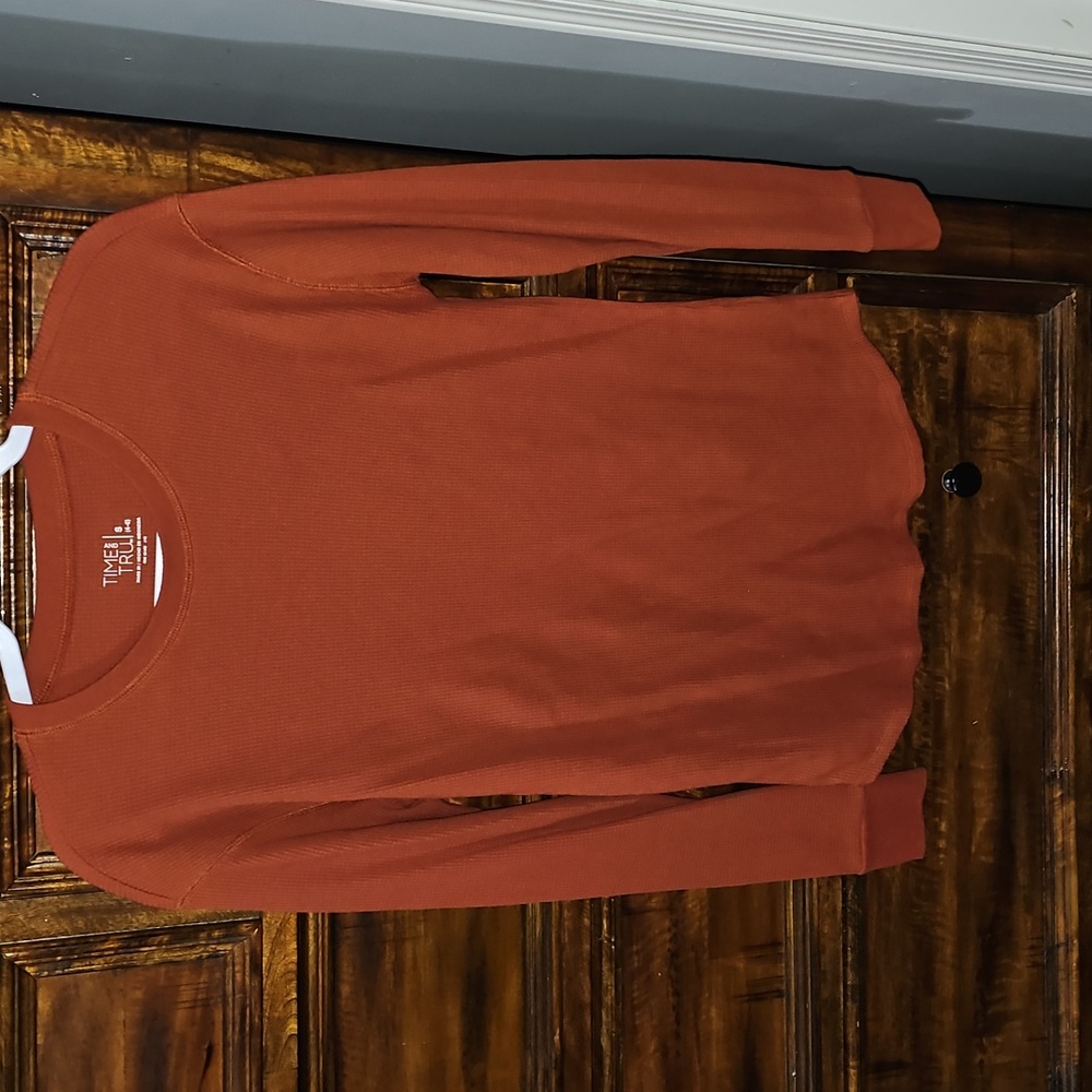 Time And Tru Womens Rust Orange Long Sleeve Top! Sz Small 4-6